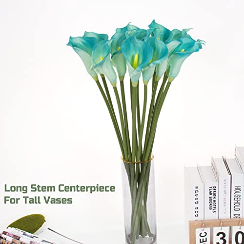 10pcs Calla Lilies Artificial Flower,26'' Long Stem Artificial Calla Lily Flowers,Realistic Arum Lilies for Wedding Bridal Bouquet Home Decor Centerpiece,Blue - color: Blue