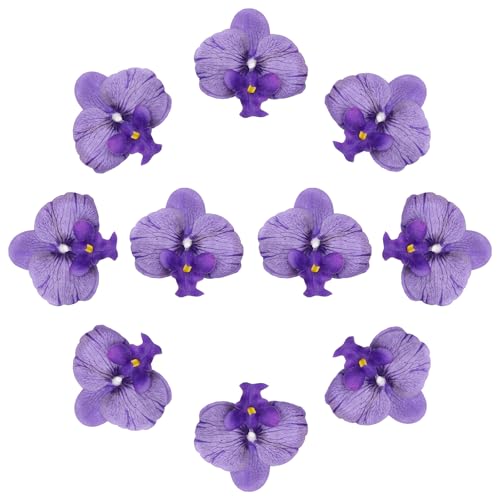 uxcell 10 Pcs Artificial Orchid Flower Heads, Fake Butterfly Orchid Heads Bulk Artificial Flowers for DIY Wedding Bouquets Centerpieces Party Home Decorations, Dark Purple - color: Dark Purple