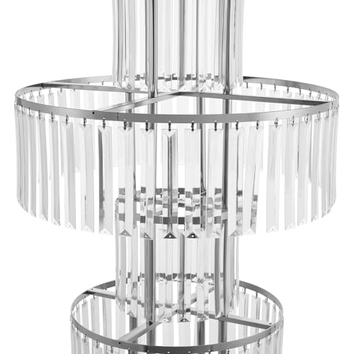 2Pcs 5 Tiers Wedding Centerpieces Vase, 43.3" Tall Wedding Centerpieces Crystal Flower Stand, 5-Tier Crystal Vase with 11" Round Base for Party Event Home Decoration (Silver) - color: Silver+round Base
