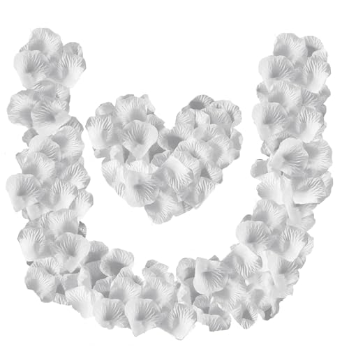 Grever 1000 Pieces Artificial Silk Rose Petals Faux White Flowers for Wedding Valentines Proposal Anniversary and Romantic Party Decoration (White) - color: White