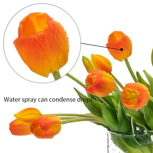 40pcs Artificial Tulips Flowers,Soft Touch Latex Bouquet, Fake Tulips Flowers,Spring Wedding Home Room Table Centerpiece Decor Orange Set - color: 40pcs Orange Set(no Vase)