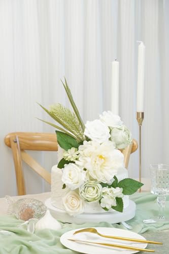 Artificial Flower Combination Box Set Artificial Flower Loose Leaves and Stems DIY Wedding Center Bouquet Bride Wedding Baby Shower（White） - color: White
