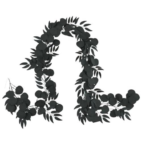 GREENTIME 1 Pack 6.5Ft Artificial Black Eucalyptus Greenery Garland Fack Willow Garland Gothic Decor for Table Runner Wedding Arch Home Mantel and Halloween Party - color: Black-1
