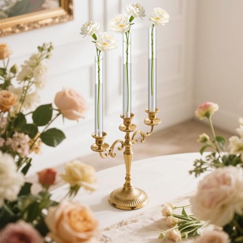 12 Pack 7.9” Acrylic Bud Vase — Cylinder Bud Vase for Taper Candlesticks, Flower Vase with Silicon Rubber Case Fits Candlestick Size 20-22mm, Perfect for Tablescapes, Weddings & Home Decor - size: 12 PC Solid
