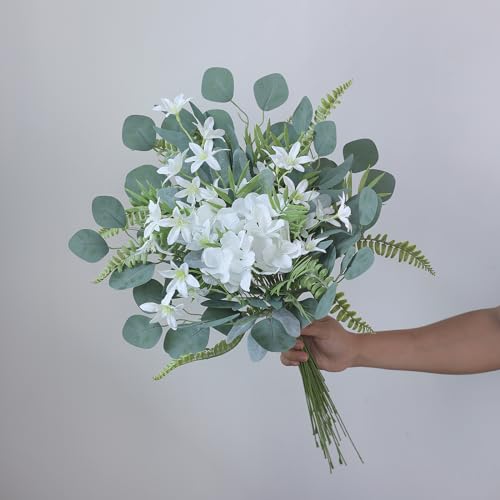 FOTEEWL 70 Pcs Artificial Greenery Stems Box Set,with 7 Kinds of Faux Plants and Fake Flowers for DIY Bridal Bouquets Wedding Floral Arrangement Table Centerpieces Decoration (Sage Green & Beige) - color: Sage Green & Beige
