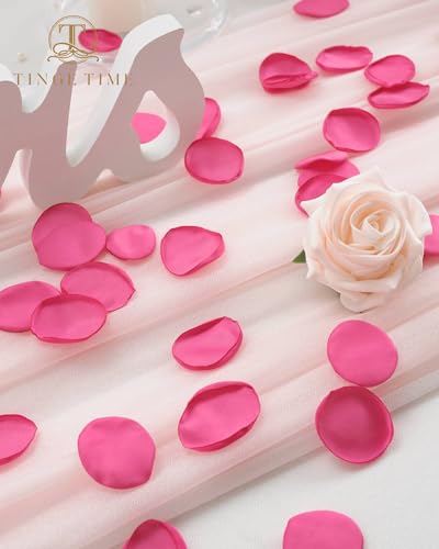 TINGE TIME 200pcs Silk Rose Petals Hot Pink Flower Petals for Wedding, Flower Girl Basket, Aisle Runner, Romantic Dinner Centerpieces, Proposal, Party Confetti - color: Hot Pink