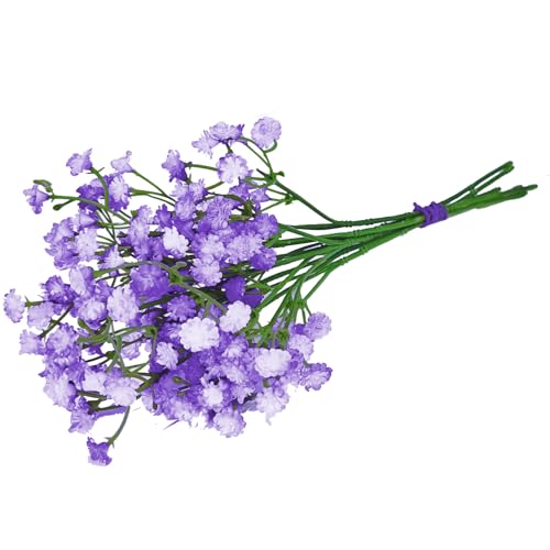ABAJI Tiny Babys Breath Artificial Flowers Gypsophila Real Touch Flowers for Wedding Party Home Garden Decoration 12 inch in Length Small and Short - color: Light Purple, size: 6 PCS