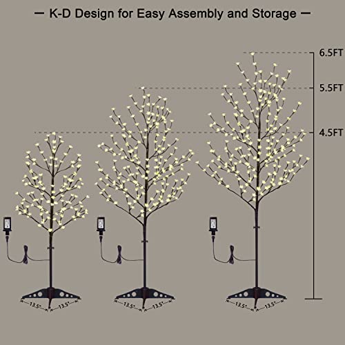 Lightshare LED Lighted Cherry Blossom Tree, 4FT, 5FT and 6FT, Warm White, Pack of 3, Decorate Home Garden, Summer, Wedding, Birthday, Christmas Holiday, Party, for Indoor and Outdoor Use - style: 4FT+5FT+6FT Warm White