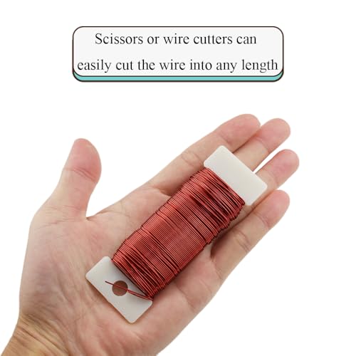 HAHIYO 22Gauge Red Color Metal Floral Wire - 3 Rolls, 115 Yards (345 Feet) - Flexible Paddle Wire for Craft, Christmas Wreath, Flower Arrangement, Bouquet Wrapping, Wedding, DIY - color: Red, size: 22Gauge-3P/115Yards