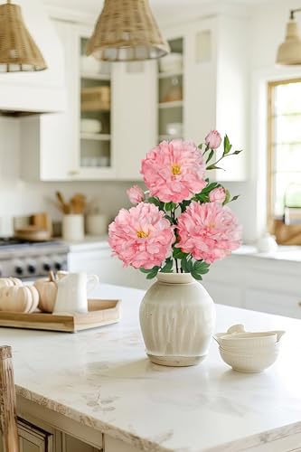 3Pcs Pink Peonies Artificial Flowers 27.5" Fake Flower Silk Flowers with Long Stem Floral Arrangements Bouquets Faux Peony Flowers for DIY Wedding Party Centerpieces Decor Home Office Decoration - color: Pink Peony
