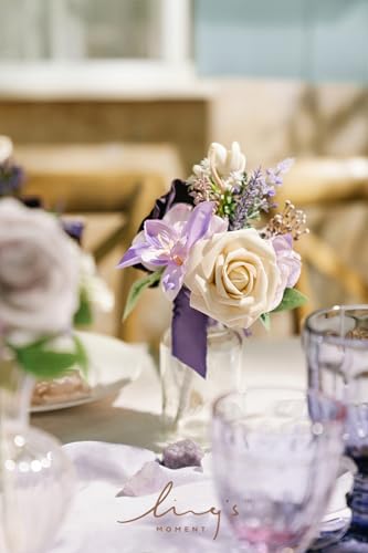 Ling's moment Artificial Greenery Stems Box Set, 37pcs with 9 Kinds of Faux Greenery Picks for DIY Bridal Bouquets Wedding Floral Arrangement Table Centerpieces, Lavender & Plum - color: Prpl-lavender & Plum