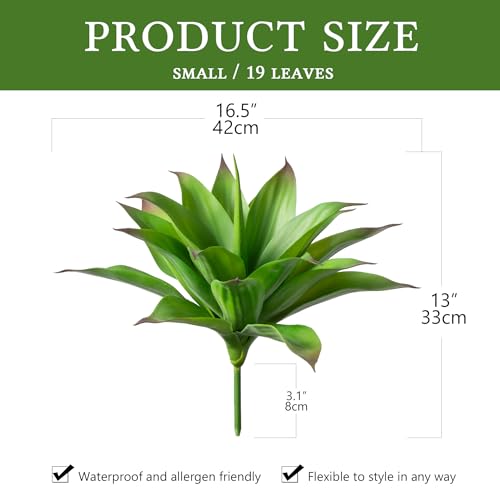 Artificial Agave Faux Agave 16.5In Fake Greenery Outdoor Artificial Plant Fake Plant for Indoor Home Decoration Plastic Plant Outdoor Decoration front porch decor Simulation Plants 2Pack,Green - color: 15"green