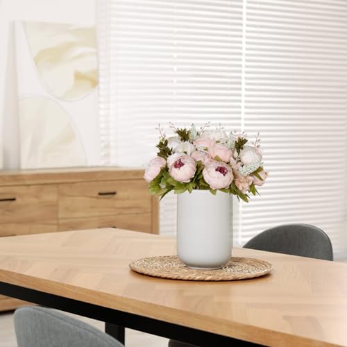 Mkono Peonies Artificial Flowers, 2 Packs 13 Stems Faux Peony Flowers Real Touch Fake Silk Bouquet for Arrangements Dining Table Centerpieces for Kitchen Bridal Wedding Party (2, Light Pink) - color: Light Pink