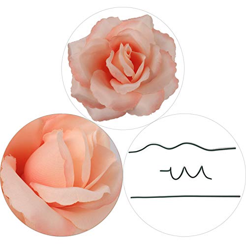 Larksilk Blush Pink Roses 50pcs Real Touch Faux for Wedding Bouquets | Bulk blush roses for wedding bouquets and centerpieces; real-touch artificial blooms with stems for DIY crafts - color: Blush Pink