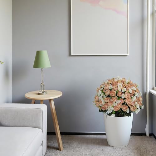 24" Artificial Potted Flowers for Outdoor, Faux White Silk Peonies | Set of 2 UV Resistant Fake Outdoor Plants & Flowers in Cement Pots for Outside Front Porch Home Indoor Decor - color: Blush Pink, size: 24" Luxury Peony