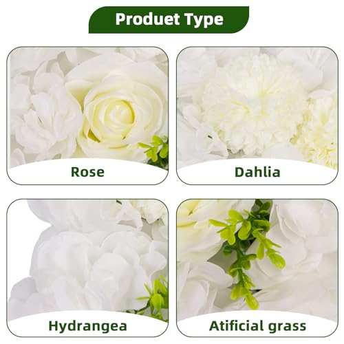 12-Pack Flower Wall Panels, 15x15 Inch Artificial Silk Rose Backdrop for Wedding, Party & Event Decorations, White - color: White, size: 15 x 15 inches
