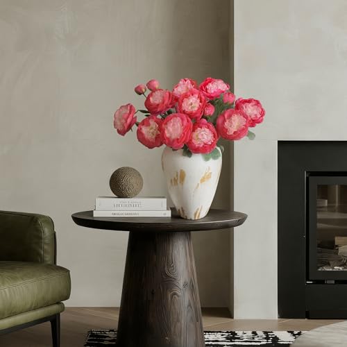 KBREE Ranunculus Artificial Flowers, 5 Pcs Faux Ranunculus Real Touch Stems, Fake Peony Flowers for Wedding DIY Bouquets, Centerpieces, Bridal Shower Decorations & Spring Home Decor (Rose Pink) - color: Rose Pink