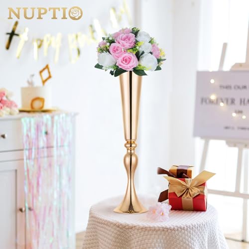 NUPTIO Flower Centerpieces for Wedding Tables: 6 Pcs Pink & White Artificial Flower Ball Arrangement for Weddings Party - Fake Floral Rose for Birthday Bridal Shower Decorations - color: Pink & White, size: 6 Pcs