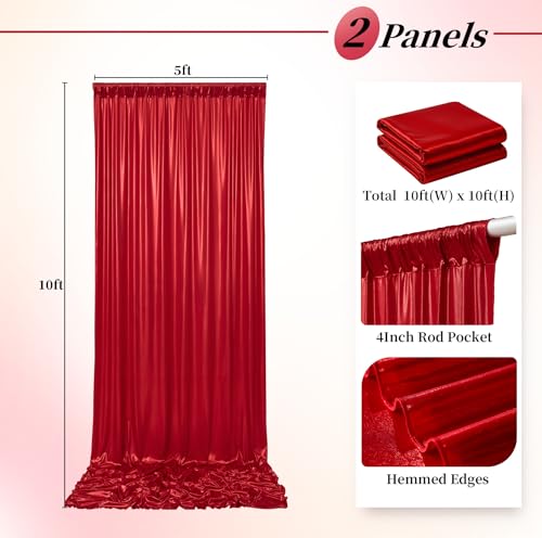 10ftx10ft Red Sequin Backdrop Curtain for Parties, Wrinkle Free Thick Glitter Sparkle Photo Backdrop Drapes 2 Panels 5x10FT Shimmer Back Drop Cloth for Valentine's Day Wedding Photography Background - color: Red, size: 5'W×10'H _2 Panels