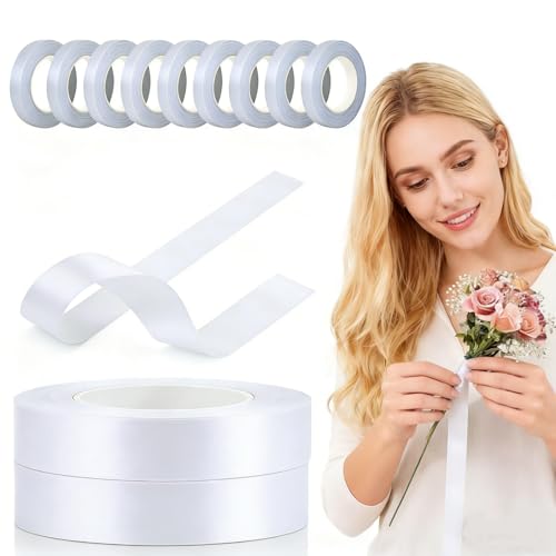 12 Rolls of Water-Activated Floral Tape White - 1/2 Inch x 20Yd Art Tape for Professional Flower Arranging, Wrapping Stems, DIY Eternal Roses & Crafts - color: 12 Rolls White