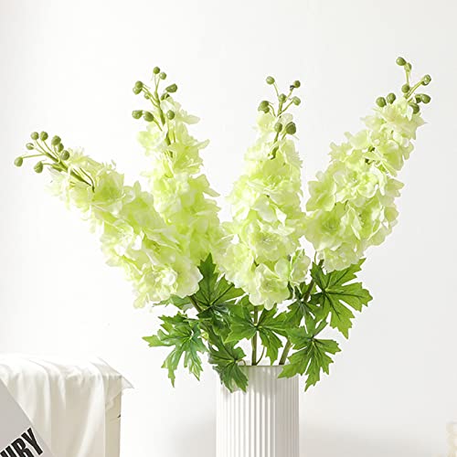 YalzoneMet 3Pcs Light Green Delphinium Artificial Flower Long Stem for Tall Vase 31.5'' Real Touch Fake Larkspur Latex Big Delphinium for Home Decor Floor Vase Flora Table Centerpiece - color: Light Green