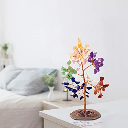 Mina Heal Healing Crystals Tree/Bonsai Tree for Home Decor, Room Decor and Office Desk, Spiritual Gifts for Energy Healing, Good Luck Gifts for Wealth & Prosperity, and Decorative Home Accessories - color: 7 Chakra Stones (Multi-color)