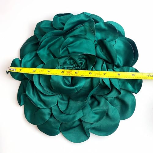 Heyiwell Large Satin Fabric flower for Brooch Pin Wedding Party Dance Dress Suit Clothes Head Hair Accessories DIY Decor 9.45"Inch - color: Blackish Green