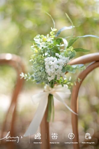 Ling's moment Artificial Plants Eucalyptus Leaves Branches,18Pcs 8" Tall Fake Greenery Filler Decor w/Stems, Realistic Texture Flocked Plants for Wedding Bouquets/Table Centerpieces, Room/Office - color: Grn- Dusty