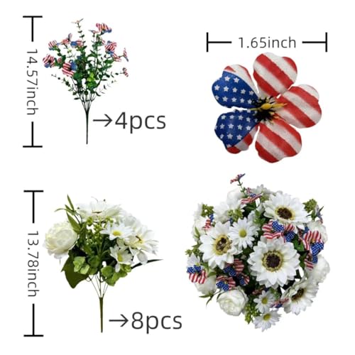 8 Faux Silk Peonies with 4 Free Silver Dollar Eucalyptus Stems, Multi-Color Floral Decor for Home, Courtyard, Wedding & Hotel (White, 12) - color: 8xiangrikuiwhite+4anshuye, size: 12 pack