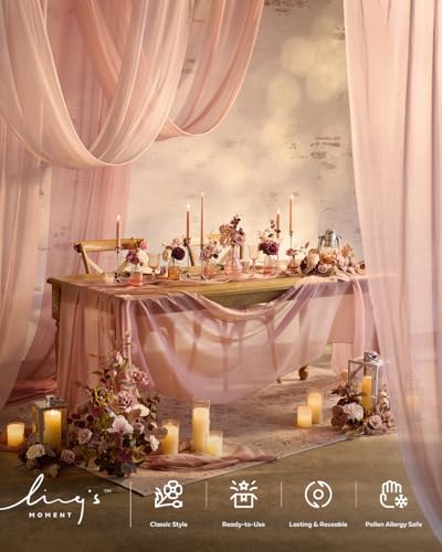 Ling's moment 17.5" Tall Free Standing Artificial Flowers Arrangements 2 pcs Wedding Aisle Runner Chair Decorations Dusty Rose & Mauve Centerpieces for Ceremony Reception Rose Floral Party Outdoor - color: Pk- Dusty Rose & Mauve