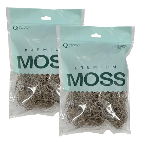 Preserved Spanish Moss - Premium Decorative Moss for Crafts, Home Décor, Art, Design & DIY Projects - Real Moss - Non-Toxic, USA-Made (Natural, Medium, 2-Pack) - color: Natural, size: 2-Pack, Medium
