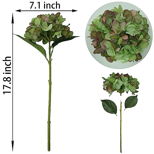 Green Hydrangea Artificial Flowers,6 Pcs Faux Green Hydrangea Flowers, Artificial Hydrangeas Flowers with Stems,Fake Hydrangea Flowers, Hydrangea Silk Flowers (6, Green) - color: Green