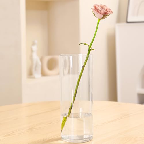 4 Pack Flower Vase Acrylic Cylinder,7.86" Tall Clear Vase for Centerpieces,Wedding Decorative,Home Décor, Non Breakable Plastic, 3.94"X7.86" Tall Round - Clear - size: Set of 4 - 3.94"x7.86"