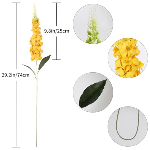 IPOPU 8PCS Snapdragon Artificial Flowers Delphinium Artificial Silk Flowers Long Stem Hyacinth Fake Flowers for Wedding Home Outdoor Party Floral Arrangement Centerpiece Table Decoration (Yellow) - color: Yellow