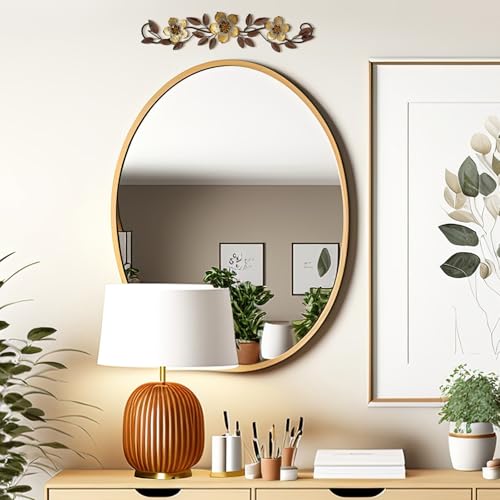 Wesiti Metal Flower Wall Decor Vintage Metal Flower Wrought Iron Scroll Sculpture 15.7''x3.7'' Not 3D, Flat Farmhouse Leaf Wall Decor with Nails for Summer Bedroom Kitchen Indoor Outdoor(Gold) - color: Gold