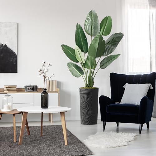 Artificial Tree in Geometric Spiral Pattern Planter, Fake Bird of Paradise Silk Tree for Indoor and Outdoor Home Decoration - 67" Overall Tall (Plant Pot Plus Tree) - style: Bird of Paradise