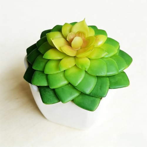 Artificial Succulent Plants in Pot - 1Pcs Small Water Lotus Realistic Fake Potted Succulents for Home Decor, Desk, Office, Bathroom, Windowsill - Indoor Houseplant for Bedroom, Kitchen, Shelf - color: Small Water Lotus