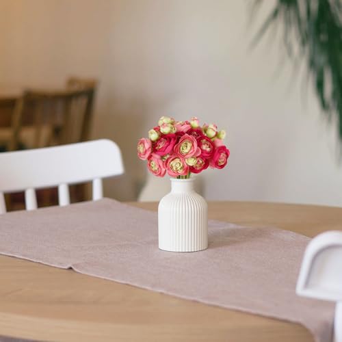 IPOPU Artificial Ranunculus Deep Pink Silk Flowers with Stems 12PCS Mini Fake Flowers for DIY Wedding Bouquet Bridal Shower Decorations Floral Filler Flowers Centerpieces (Shade of Hot Pink) - color: Shade of Hot Pink
