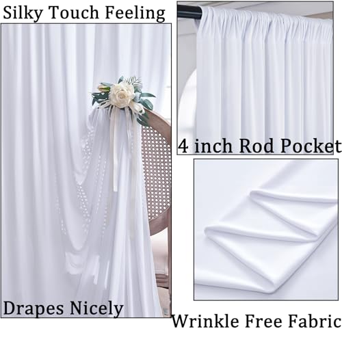 Wrinkle Free White Backdrop Curtains for Parties, Polyester Photo Backdrop Drapes 2 Panels 5x7ft for Photography Wedding Parties Birthday Background Baby Shower, 10ftx7ft - color: White, size: 10ftx7ft