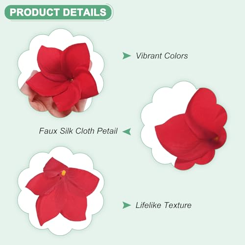 M METERXITY 10-Pack Artificial Plumeria Flowers, Fake Silk Heads Flower Hawaiian Plumeria Petal for DIY Crafts/Dress/Wedding/Party Decoration [Red, 3.9"/ 10cm] - color: Red