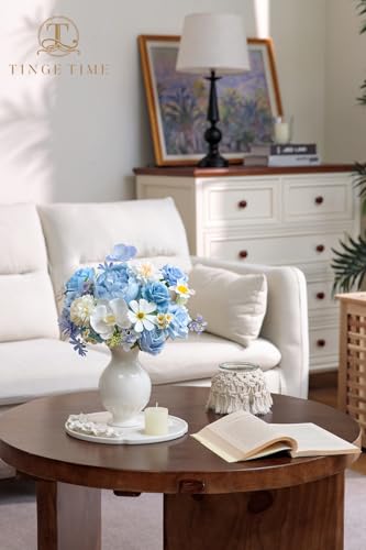 TINGE TIME Fake Flowers Artificial Flowers Peonies Bulbous Chrysanthemum Daisy Hydrangea Sunflower Violets Dahlia Daffodils Epiphyllum Orchid Cherry Blossom Camellia Leyaron (Light Blue) - color: Light Blue