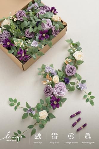 Ling's moment 6Pack 1.8ft Artificial Flowers Garland Lilac Lantern Flower Arch Floral Light Purple Centerpieces Wedding Aisle Decor Chair for Signs Table Wall Window Decoration（not including lanterns） - color: Prpl-pastel Purple