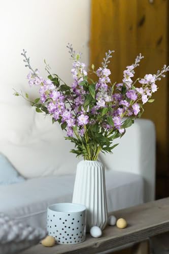 IPOPU Purple Fake Flowers 9pcs Delphinium Artificial Flowers with Clematis Greenery Stems 33.5" Bluebonnet Flowers Larkspur Snapdragon Tall Fake Flowers for Home Bridal Shower Party Decor (Purple) - color: Purple