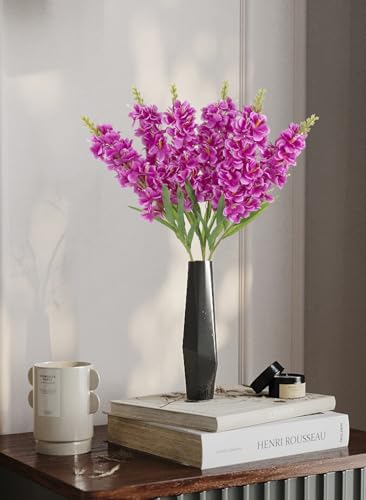 IPOPU 6PCS Delphinium Artificial Flowers 39" Realistic Faux Hyacinth Long Stem Delphinium Silk Flowers for Tall Vase Filling Wedding Centerpieces Home Decor (Purple) - color: Purple