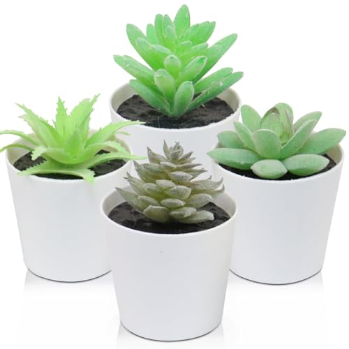 Uguisu Mini Fake Plants, Small Fake Succulents, Small Artificial Succulents, Plastic Plant Pot, Office Bathroom Farmhouse Room Decoration. (4/Velvet Green) - color: Velvet Green