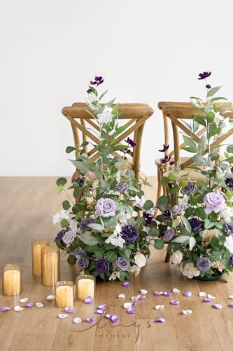 Ling's moment 41" Tall Free Standing Artificial Flowers Arrangements 2 pcs Wedding Arch Altar Stage Decorations Lilac Gold for Ceremony Reception Rose Fake Floral Party Outdoor Centerpieces Decor - color: Prpl-lilac & Cream