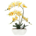 19" H Phalaenopsis Faux Orchid Plant Silk Orchid Centerpiece Artificial Floral Arrangement in Ceramic Pot (Yellow) - color: Yellow