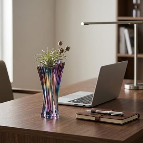 Crystal Glass Vase – Heavy Crystal Vase for Flowers with Weighted Bottom, Thick Durable Decorative Vases for Modern Home Decor, 9.8″ 3.5lb Clear Centerpiece (Heavy Color X 2) - color: Heavy Color X 2
