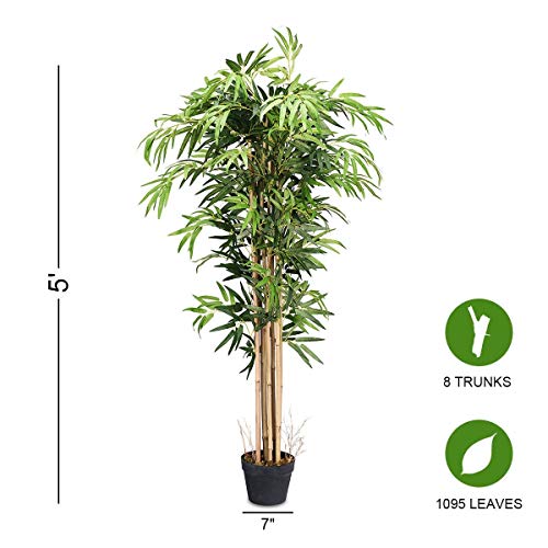BestComfort 5 Feet Artificial Bamboo Silk Tree, Decorative Indoor House Fake Plant, Artificial Leafy Tree Faux Potted Indoor Floor Plant for Home Office Decor - color: Bamboo 5ft