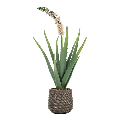 1.8ft Artificial Agave Plants, 22" Fake Aloe Vera Plant with 13 Leaves in Brown Pot, Large Faux Floor Plant for Home Office Hotel Bedroom Patio Balcony or Garden Indoor Decor - size: 22"